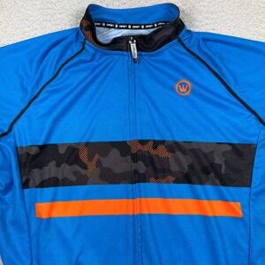 Canari‎ Cyclewear Cycling Jersey Mens Large Camopop Aero Full Zip Biking Blue